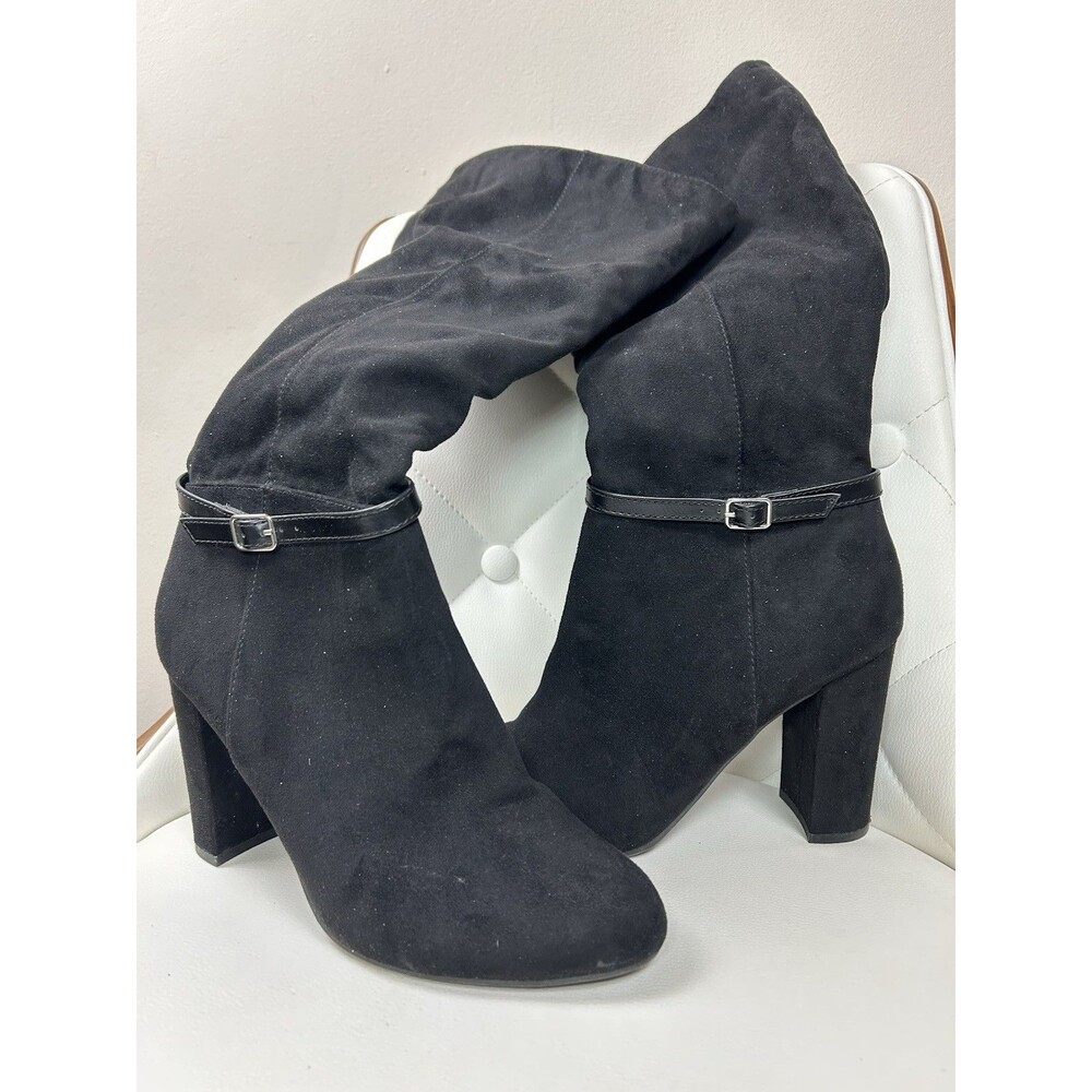 LC Lauren Conrad Assemble Black Suede Tall Knee High Block Heel Boots 8.5 M